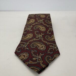 Jos A Bank Corporate Collection Burgundy Red Paisley Silk‎ Tie 3.75" Wide